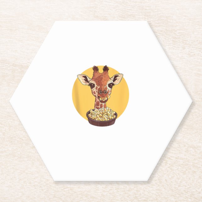 Giraffe mit Popcorn-Cartoon Tierischer Spaß Untersetzer (Vorderseite)