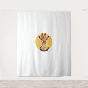 Giraffe mit Popcorn-Cartoon Tierischer Spaß Wandteppich