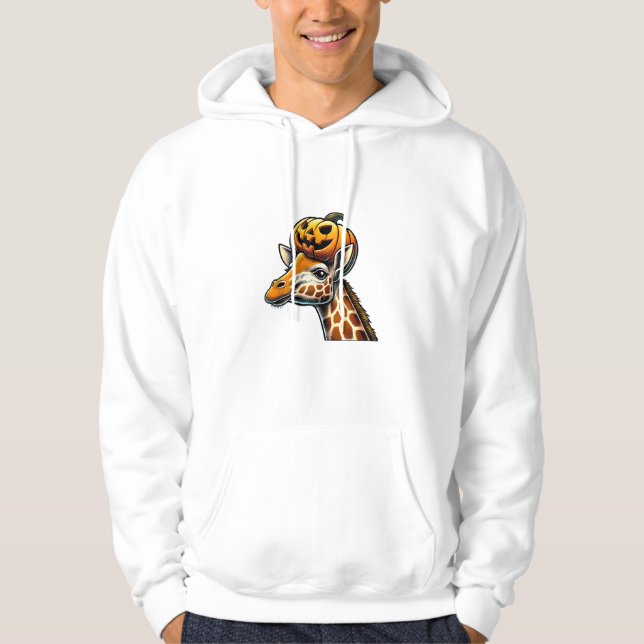 Giraffe mit Pumpkin Hat Halloween Design Hoodie (Vorderseite)