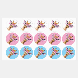 Giraffe mit rosa Brille Sticker Set Süßes Tier