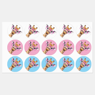 Giraffe mit rosa Brille Sticker Set Süßes Tier