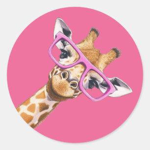 Giraffe mit rosa Brille Süßes Tier Sticker