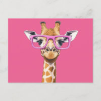 Giraffe mit rosa Brillen