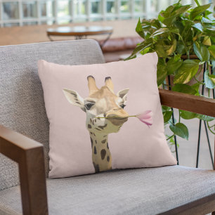 Giraffe mit rosa Tulip Kissen
