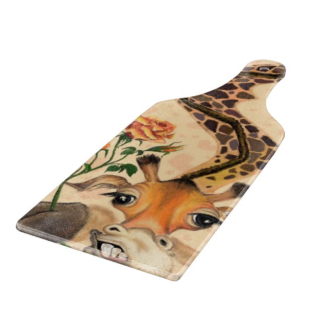 Giraffe mit Rose Cutting Board - Spaß Schneidebrett (Ecke)