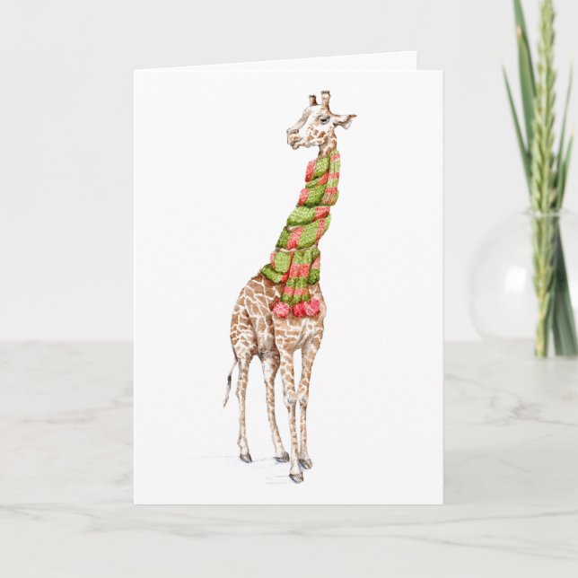 Giraffe mit Schal Karte (Vorderseite)