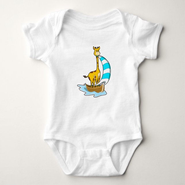 Giraffe mit Segelboot Baby Strampler (Vorderseite)