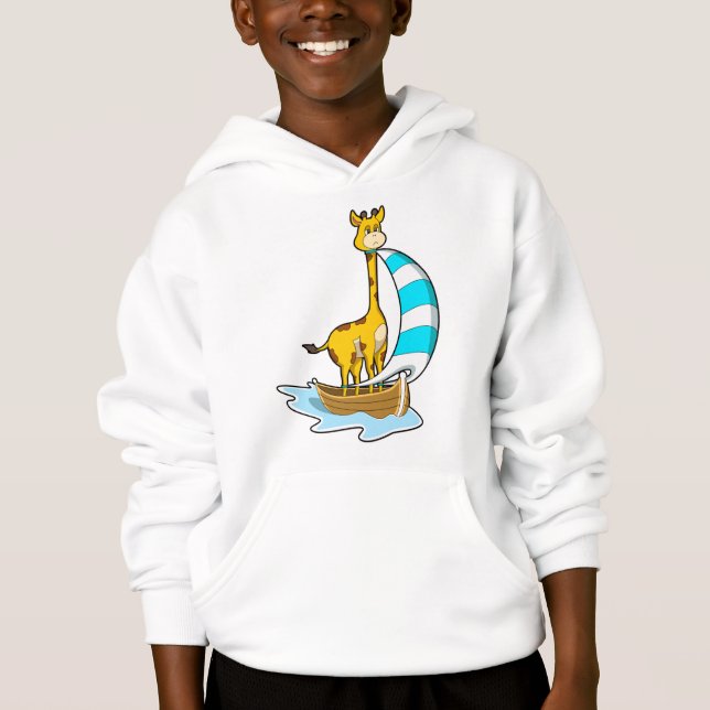 Giraffe mit Segelboot Hoodie (Vorderseite)