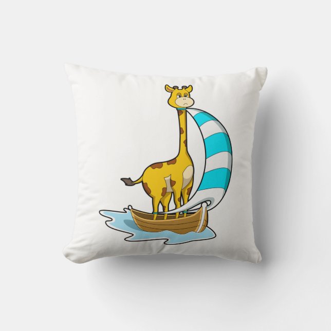 Giraffe mit Segelboot Kissen (Vorderseite)