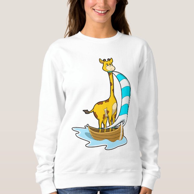 Giraffe mit Segelboot Sweatshirt (Vorderseite)