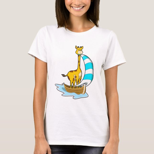 Giraffe mit Segelboot T-Shirt (Vorderseite)