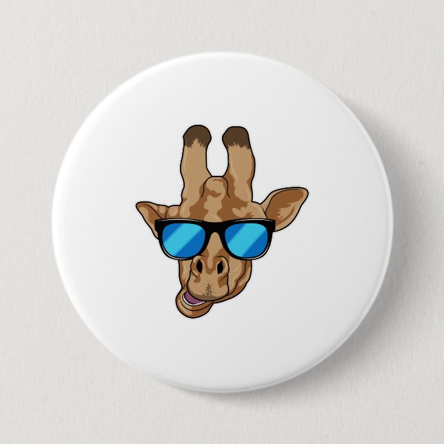 Giraffe mit Sonnenbrille Button (Vorderseite)