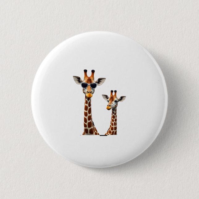 Giraffe mit Sonnenbrille Dschungel-Safari-Tier Gir Button (Vorderseite)