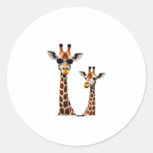 Giraffe mit Sonnenbrille Dschungel-Safari-Tier Gir Runder Aufkleber