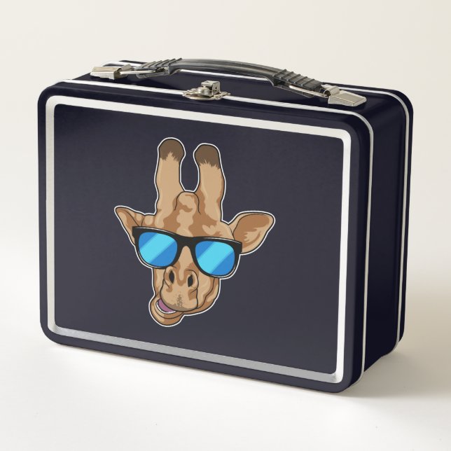 Giraffe mit Sonnenbrille Metall Brotdose (Vorderseite)