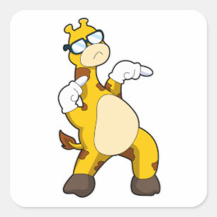 Giraffe mit Sonnenbrille Quadratischer Aufkleber