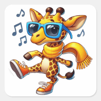 Giraffe mit Sonnenbrille Quadratischer Aufkleber