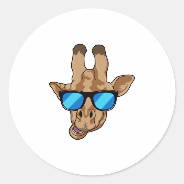 Giraffe mit Sonnenbrille Runder Aufkleber (Vorderseite)