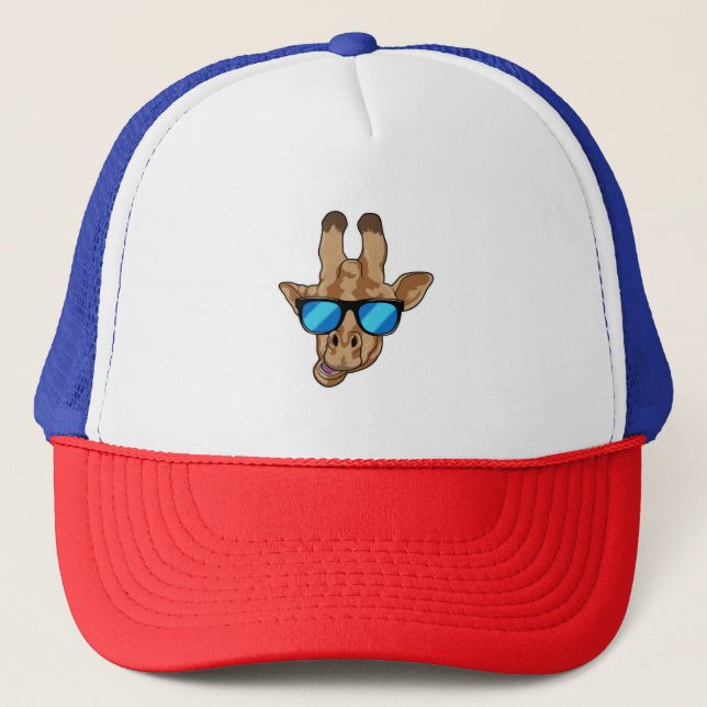 Giraffe mit Sonnenbrille Truckerkappe (Vorderseite)