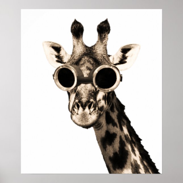Giraffe mit Steampunk-Sonnenbrille-Brille Poster (Vorne)