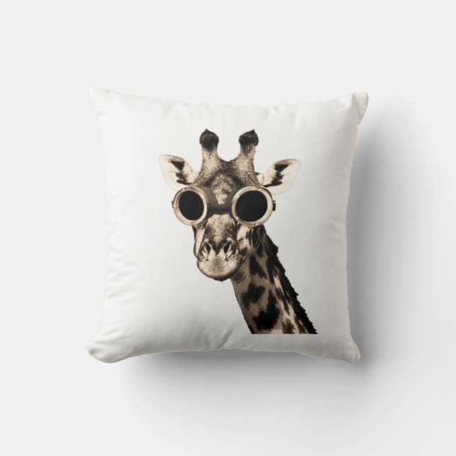 Giraffe mit Steampunk Sonnenbrille-Schutzbrillen Kissen (Vorderseite)