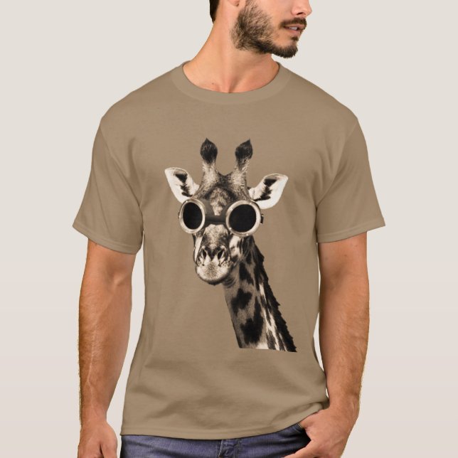Giraffe mit Steampunk Sonnenbrille-Schutzbrillen T-Shirt (Vorderseite)