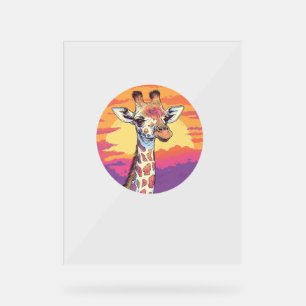 Giraffe mit Sunset Safari Vibes Art Acrylschild