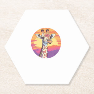 Giraffe mit Sunset Safari Vibes Art Untersetzer