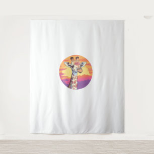 Giraffe mit Sunset Safari Vibes Art Wandteppich