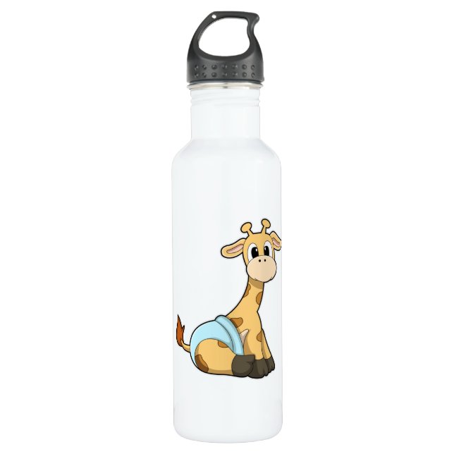 Giraffe mit Unterhosen Edelstahlflasche (Vorderseite)