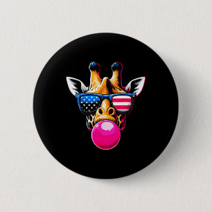 Giraffe mit US Gles and Bubblegum 4. Juli Button