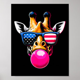 Giraffe mit US Gles and Bubblegum 4. Juli Poster