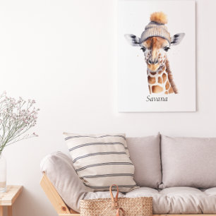 Giraffe mit Winterhut, individualisierbares Poster