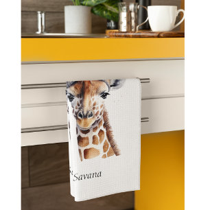 Giraffe mit Wintermütze individuell anpassbar Geschirrtuch