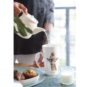 Giraffe mit Wintermütze individuell anpassbar Milchtasse
