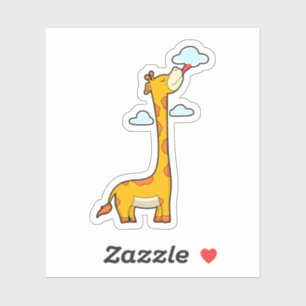 Giraffe mit Wolken Aufkleber