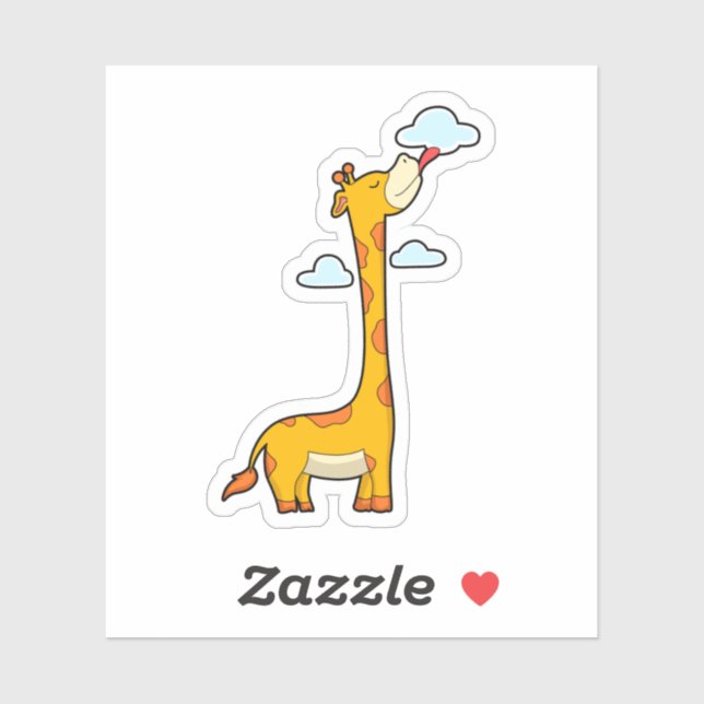 Giraffe mit Wolken Aufkleber (Blatt)