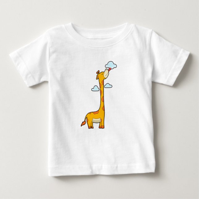 Giraffe mit Wolken Baby T-shirt (Vorderseite)