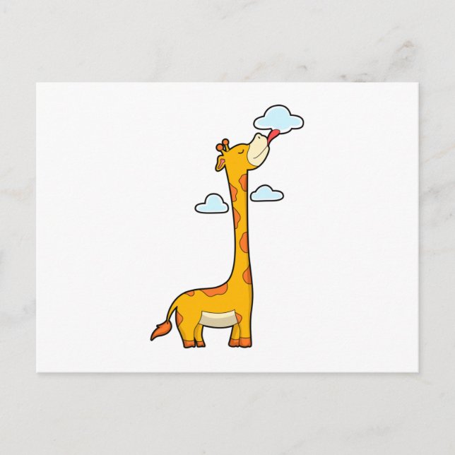 Giraffe mit Wolken Postkarte (Vorderseite)