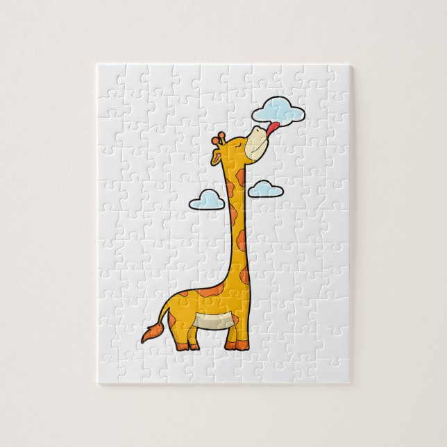 Giraffe mit Wolken Puzzle (Vertikal)