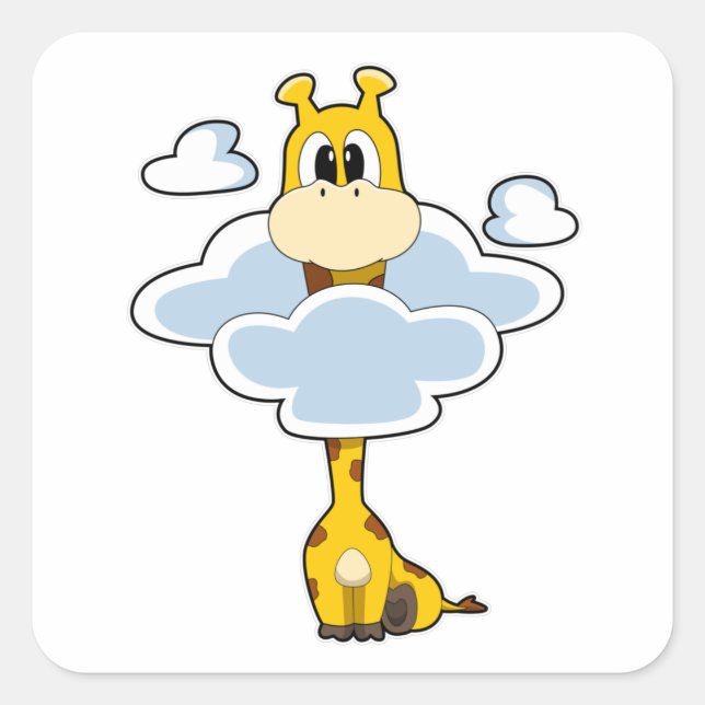 Giraffe mit Wolken Quadratischer Aufkleber (Vorderseite)