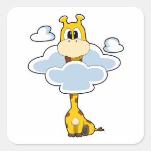Giraffe mit Wolken Quadratischer Aufkleber