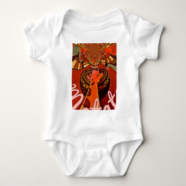 Giraffe mit zwei Ponytails Kunst Baby Strampler (Vorderseite)