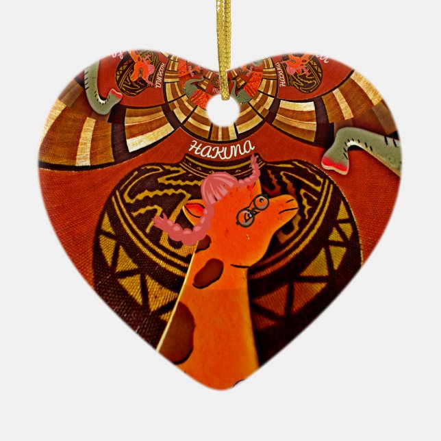 Giraffe mit zwei Ponytails Kunst Keramikornament (Vorne)