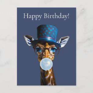 Giraffe mit Zylinder Kaugummi Alles Gute zum Gebur Postkarte