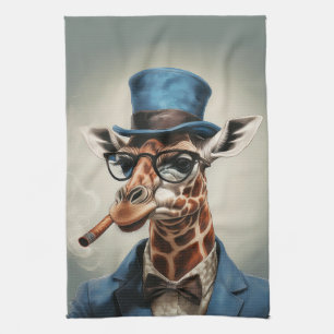 Giraffe mit Zylinder und Jacke Geschirrtuch