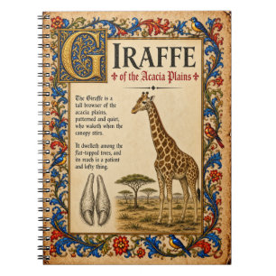 Giraffe, mittelalterliche Bestiarien-Kunst Notizblock