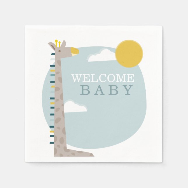 Giraffe Modern Baby Shower Napkins Serviette (Vorderseite)