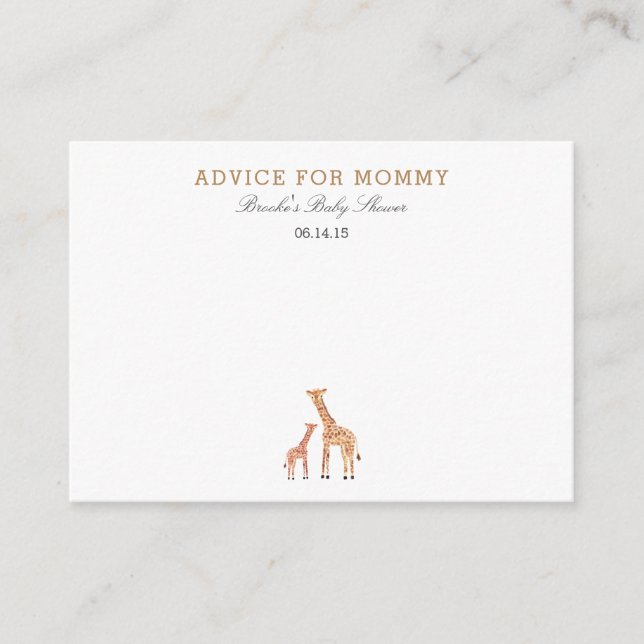 Giraffe Mommy Advice Cards Hinweiskarte