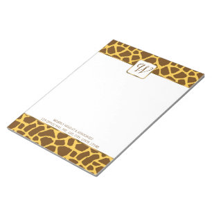 Giraffe Monogram Personalisiert Notepad Notizblock
